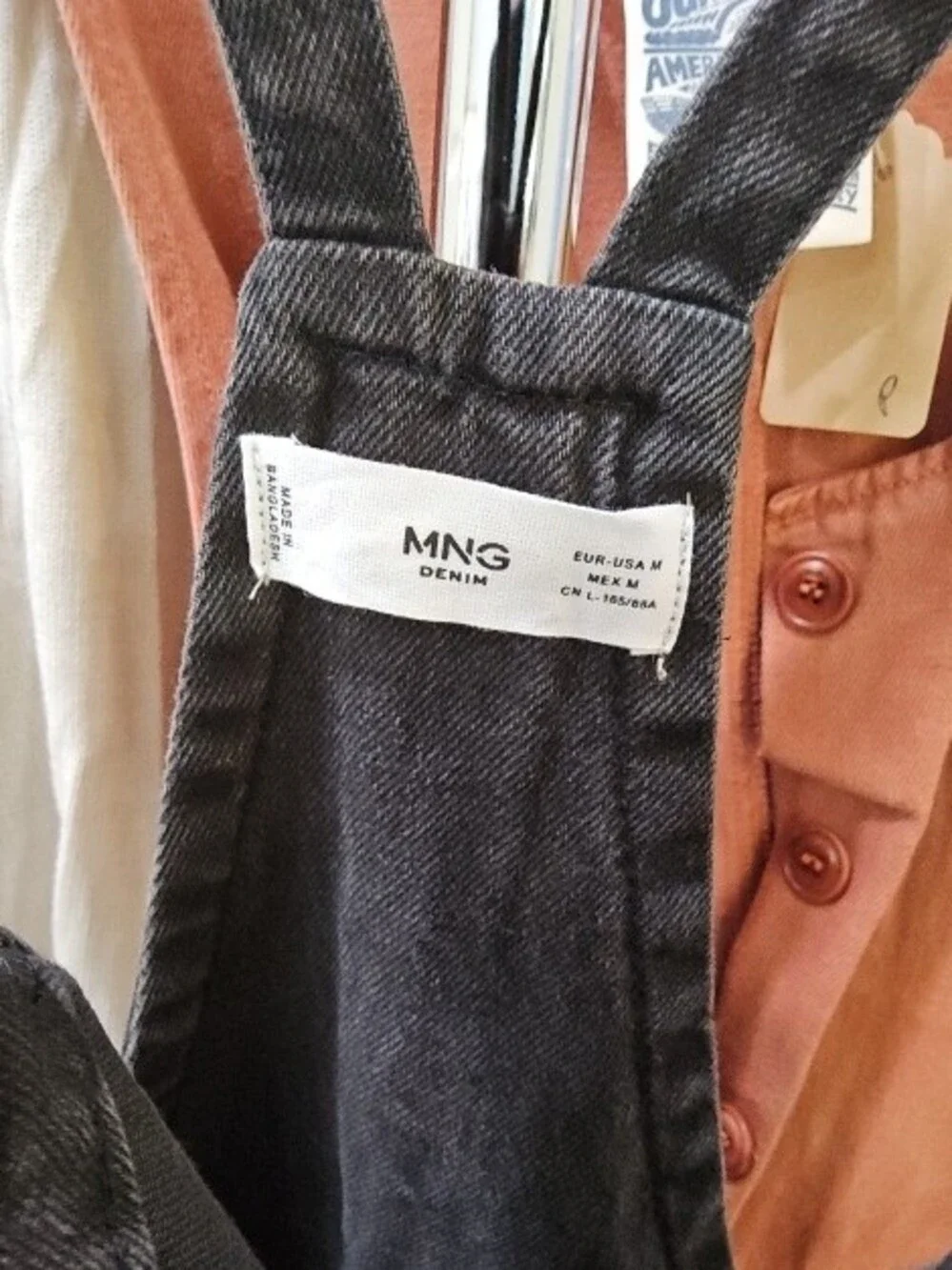 Mango Black Denim Button-Front Women's Overalls - Picture 2 of 2